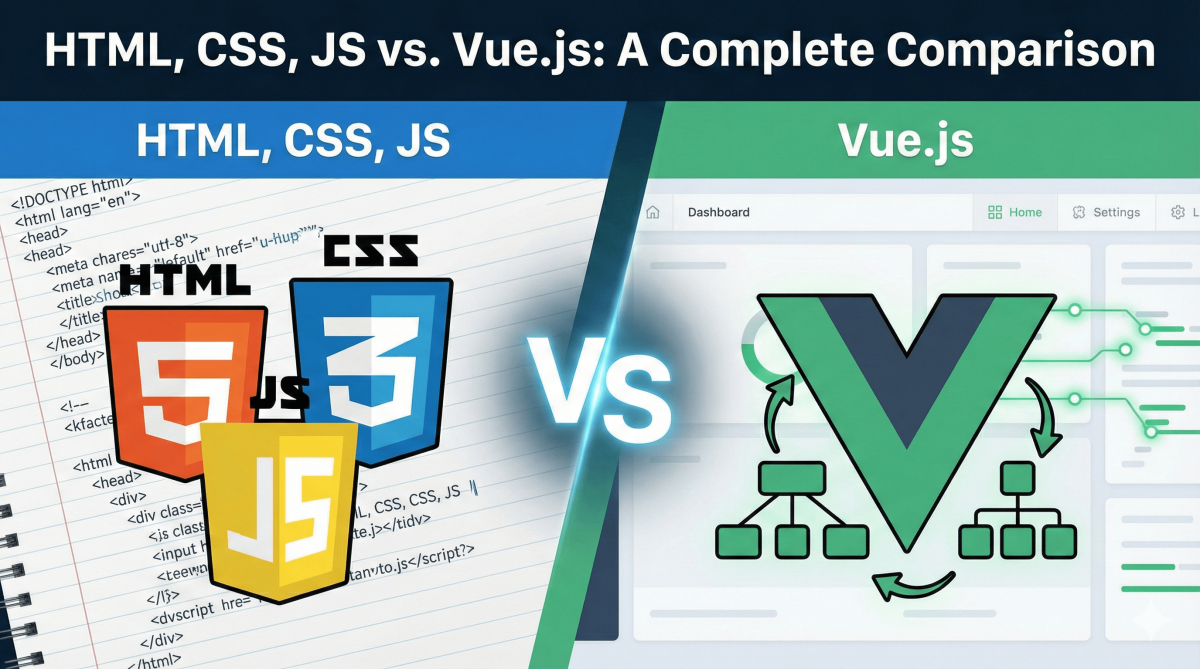 HTML, CSS, JS vs. Vue.js: A Complete Comparison